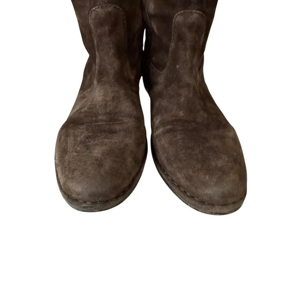 Frye Brown Suede Over-the-Knee Flat Boots with Tie Detail Size 7M